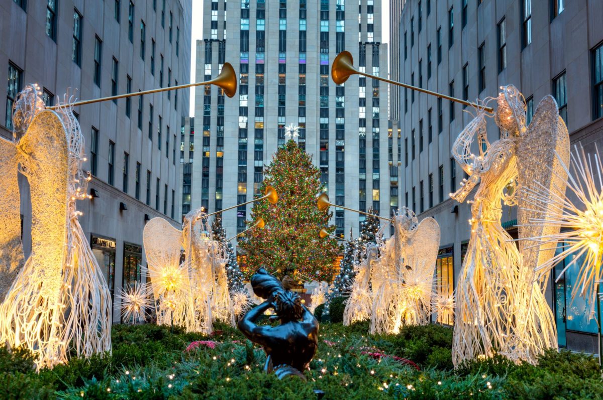 Famous Christmas Decoration with Angels and Christmas Tree, New York City