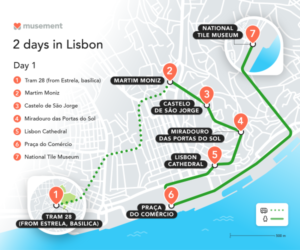map lisbon itinerary day1