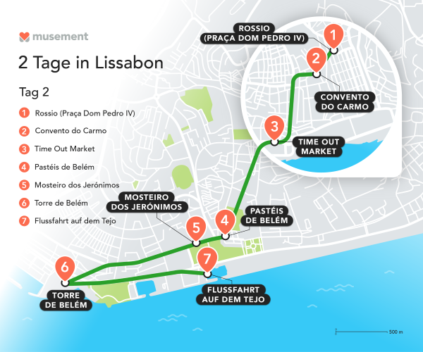 itinerary lisbon map day 2