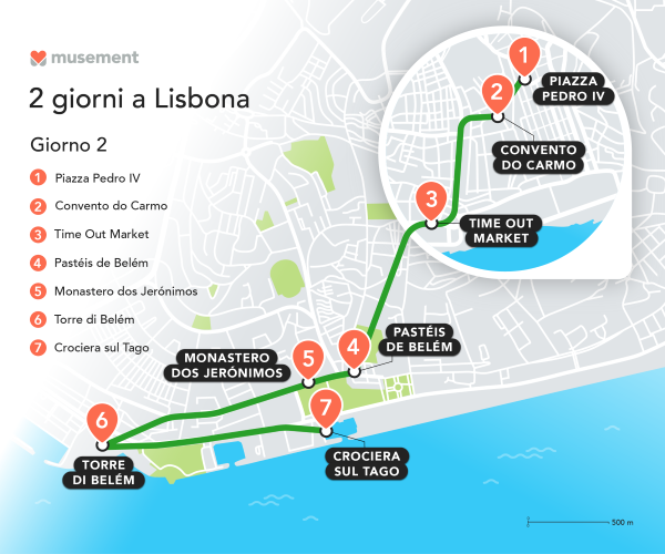 mappa itinerario lisbona giorno 2