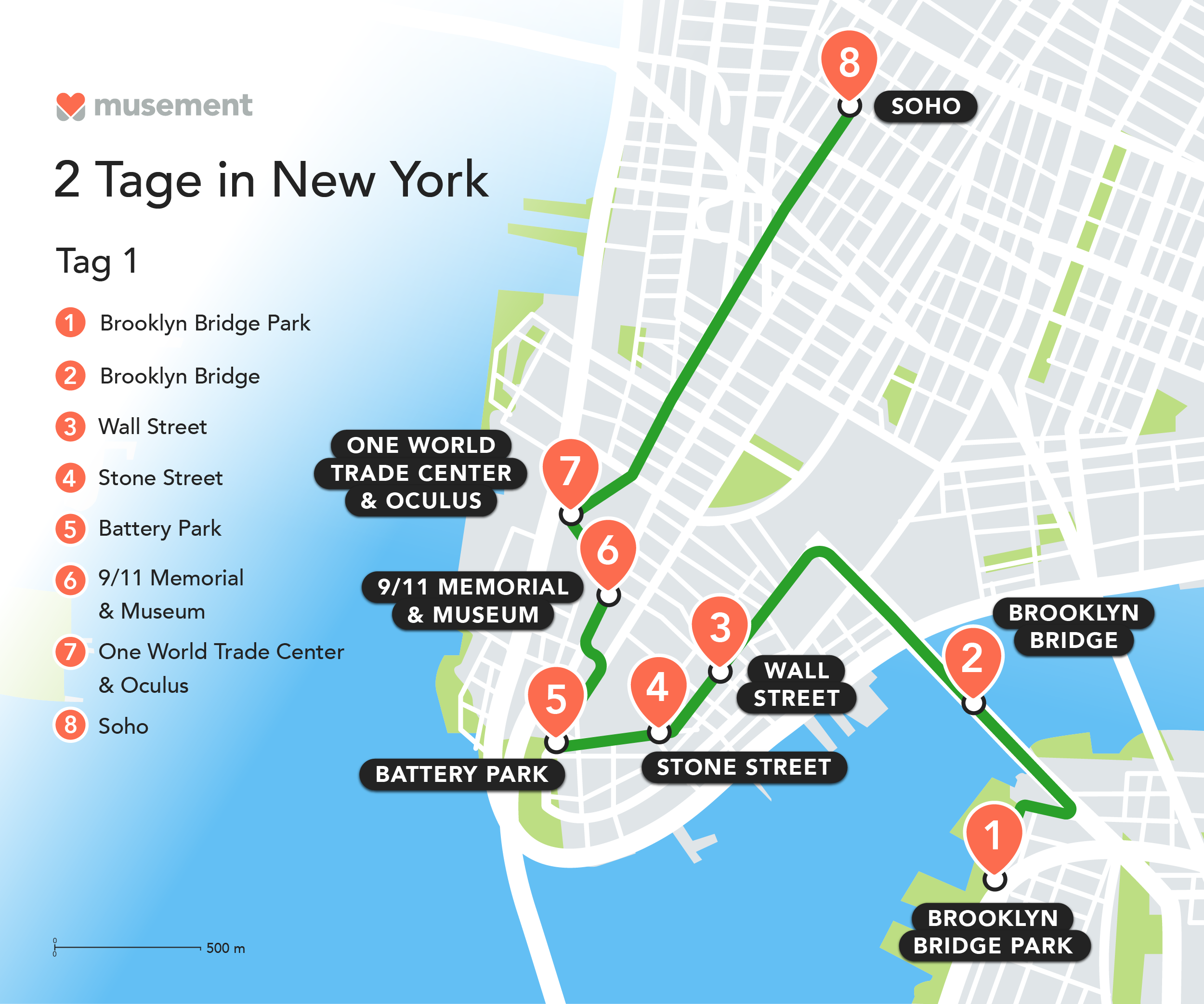 new york itinerary map