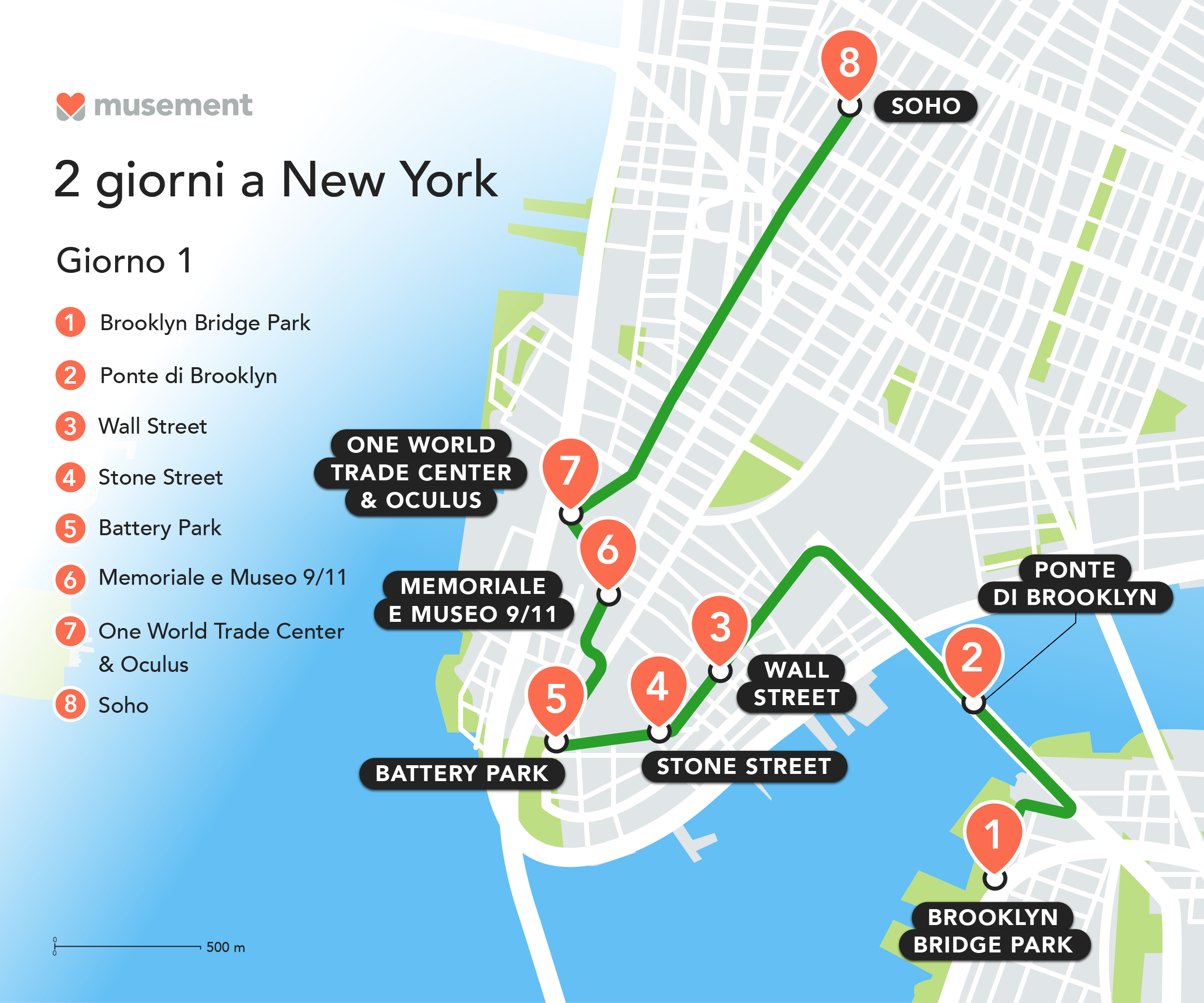 itinerario new york mappa giorno 1