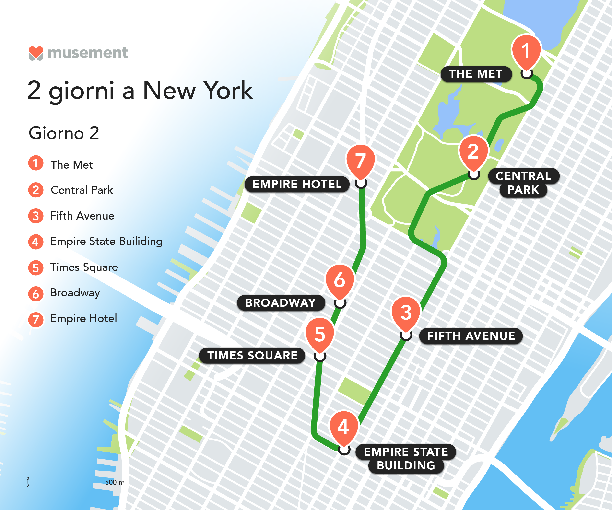 itinerario new york mappa giorno 2