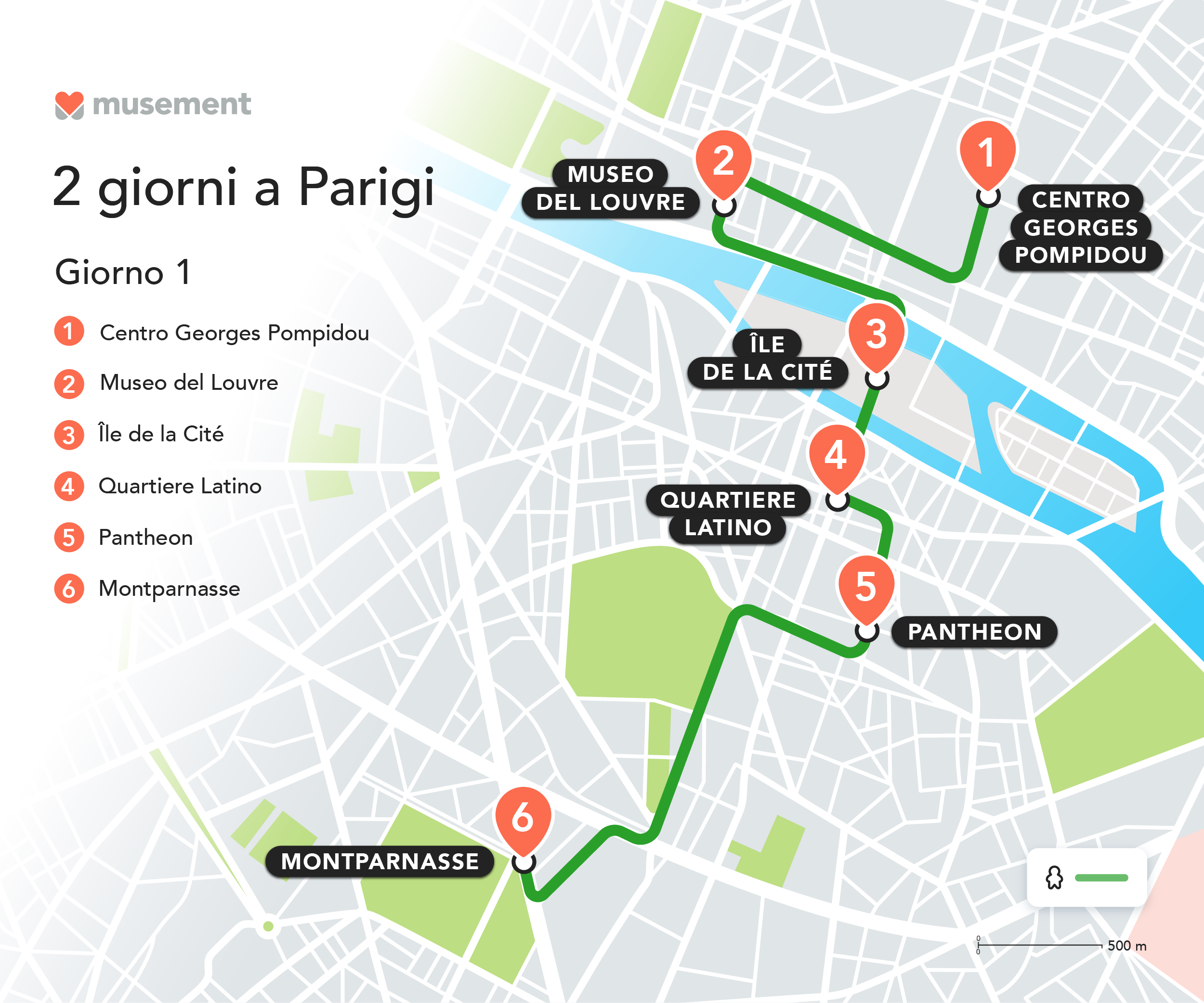 itinerario parigi mappa giorno 1